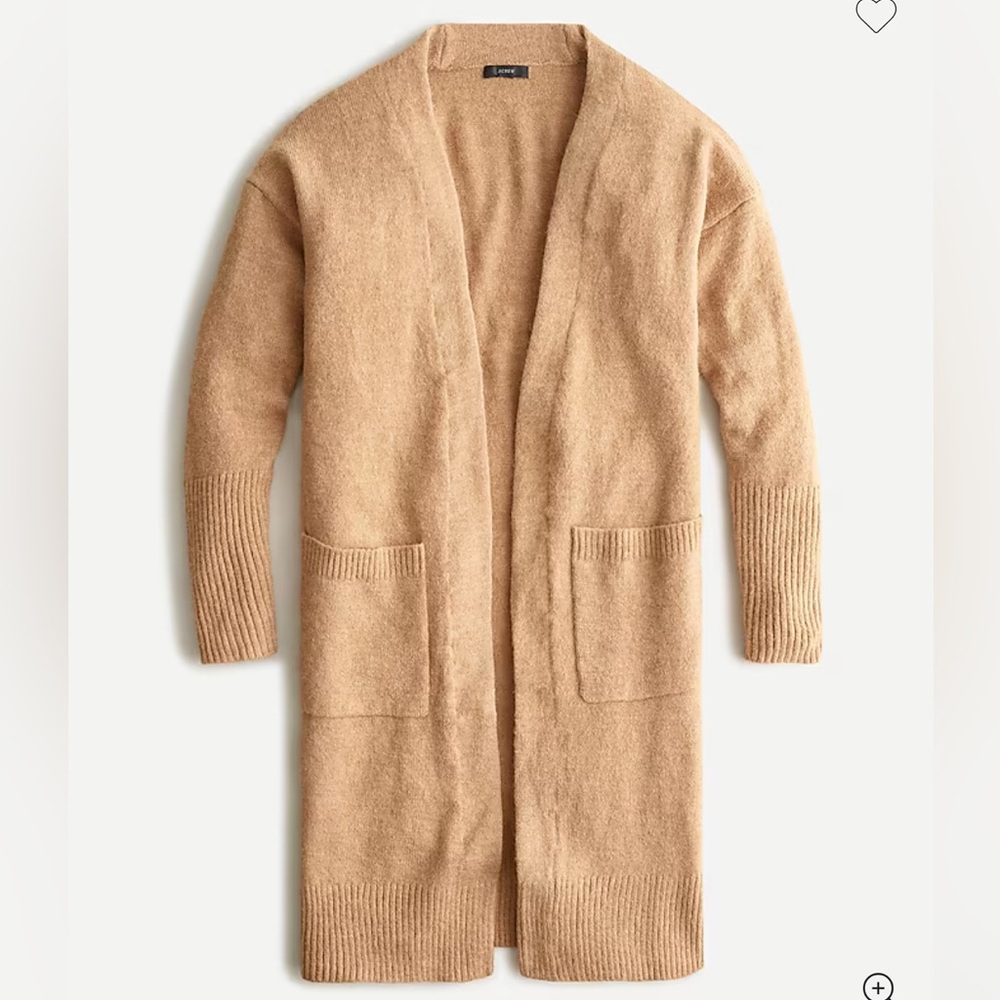 J. Crew Camel Open Front Long Line Cardigan Size XS